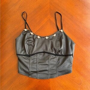 Wild Fable Black Camisole with Floral Accents